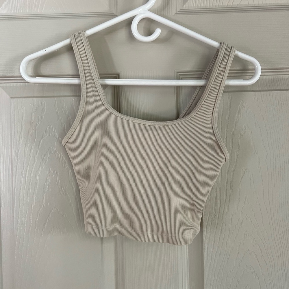 💰⬇️ CLOSET CLEAROUT Offline by Aerie Ribbed Cropped Tank Top – XS, Beige